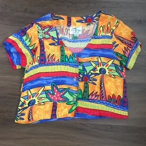 Palm Bay Hawaiian vibrant print crop top